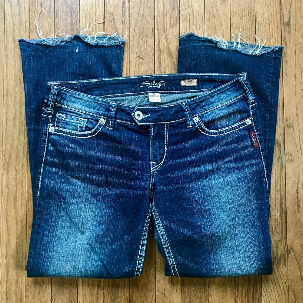 Silver Jean Frayed Tuesday Bootcut